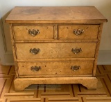 Burled Matchbook Veneered Chest - Finished On 4 Sides, Minor Finish Issues,