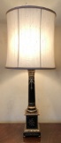 Hand Painted Tole Black & Gold Lamp W/ Terra Cotta Base - Italy, 35