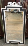 Chinese Style Silver Leaf & Black Framed Mirror W/ Dragon - 16½