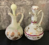 Custard Cruet W/ Stopper;     French Hand Painted Cruet W/ Stopper