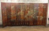 Exquisite 10-panel Chinese Coromandel Hand Carved & Painted Wooden Screen -