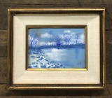 Hedy Lindy Gershman Enamel On Copper, Winter Scenic, Framed W/ Linen Border