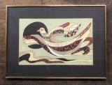Nily Omry Watercolor - Bird, Signed N. Omry '85, Framed W/ Glass, 29¼