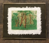 Yankel Ginzburg Silkscreen/Woodcut - Wild Trees, 46/250, Framed W/ Plexigla