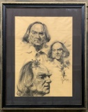 Charcoal Drawing - Three Faces Of 