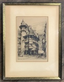 Charles Pinet Etching - Colmar Maison Pfister, Pencil Signed, Framed W/ Gla