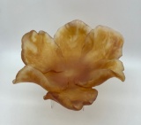 Large Daum Crystal Amber Tulip Bowl - 11½
