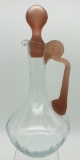 Glass Claret Jug W/ Satin Glass Handle & Stopper