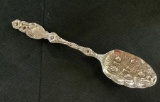 Heavily Chased Sterling Berry Spoon - 2.78 Ozt