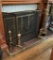 Vintage Brass Fireplace Screen W/ Tool Set, Andirons & Brass Fender