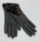 Pair Ladies Leather Gloves W/ Mink Trim