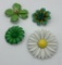 4 Vintage 1960s Enameled Brooches