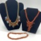 Estate Lot Vintage Coral Necklaces - 1 W/ Cloisonne