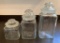 3 Vintage Pantry Jars W/ Ground Glass Lids