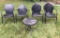 4 Various Vintage Metal Garden Arm Chairs & Table - As Found
