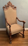 Wonderful Walnut Carved Armchair - 1920s, Has Been Refinished & Upholstered