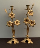 Pair Italy Vintage Brass Candle Holders - 15