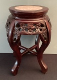 Carved Rosewood Asian Table W/ Marble Top - 14