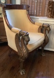 Awesome Empire Heavily Carved Chair - W/ Griffin Arms, Paw Feet & Gold Gilt