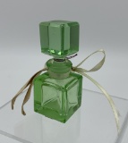 Fantastic 1920s Green Art Glass Perfume Bottle - Czech, 2½