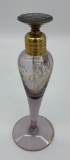 Amethyst Glass Perfume Bottle W/ Enameled Top - 1930s, Some Loss On Enamel,