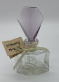 Cut Glass Perfume Bottle W/ Amethyst Stopper - Czech, 1920s, 4¾