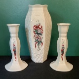 3 Pieces Belleek - Millennium 2000, Vase Is 10