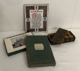Pyrographic Box W/ Wooden Checkers;     Irish Blessing Plaque;     Universi