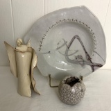 3 Pieces Studio Art Pottery - Charger Is 12