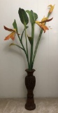 Hand Carved Wooden Vase & Flowers - 20