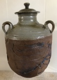 Large Studio Art Pottery Vessel W/ Lid - Signed, 12