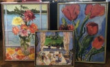 3 Colorful Mary Cannon Oil Paintings - Signed By Artist, Largest Is 24