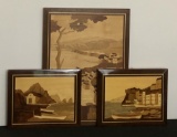 3 Inlaid Plaques - Largest Is 11½