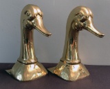 Large Polished Brass Duck Bookends - By Sarreid, 10