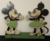 Vintage Wooden Mickey & Minnie Mouse Pot Holder Hanger