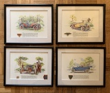 Set Of 4 Early Automobile Prints