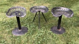 3 Vintage Iron Tractor Seat Stools