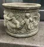 Concrete Pot W/ Cherubs - 12