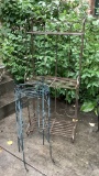 Folding Iron Etagere;     Metal Plant Stand