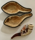 Small Meerschaum Pipe In Case - Carved Horse, 4