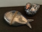 Hand Made Boda Sweden Art Glass Bird Figurine;     Venetian Hinged Glass Fi