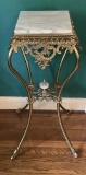 Brass Victorian Style Plant Stand W/ Marble Top - 16½