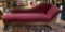 Early Walnut Recamier W/ Tufted Red Velvet Upholstery - 74