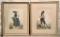 2 Vintage French Lithographs - Framed W/ Glass, 17½