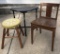 Vintage Chair;     Needlepoint Stool & Half Table