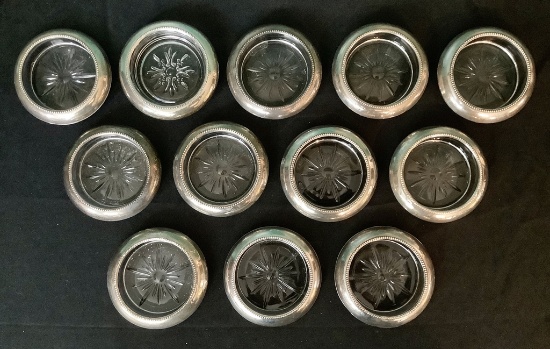 12 Sterling & Glass Coasters