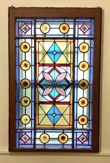 Large Stained Glass Window - 28½"x14", Some Minor Glass Issues