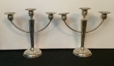 Pair Very Sweet Weighted Sterling 3-arm Candelabras - 7¾