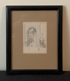 Pencil Drawing - Kansas City Mo. Union Station Interior, By Gertrude Freyma