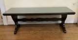 Antique Wooden Table W/ Glass Top - 1920s, 54